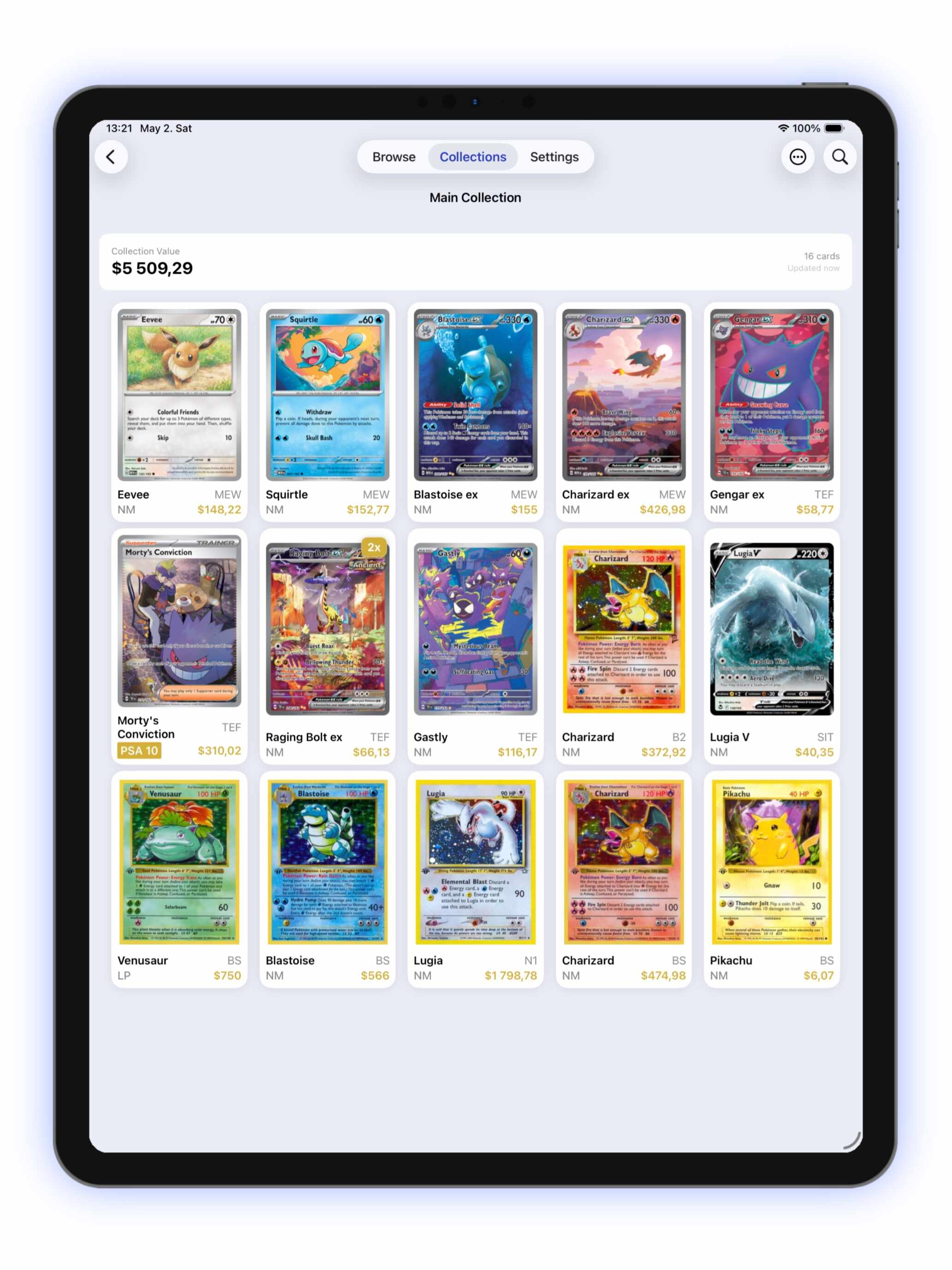 iCloud sync enables Pokemon card collection access across iPhone and iPad devices
